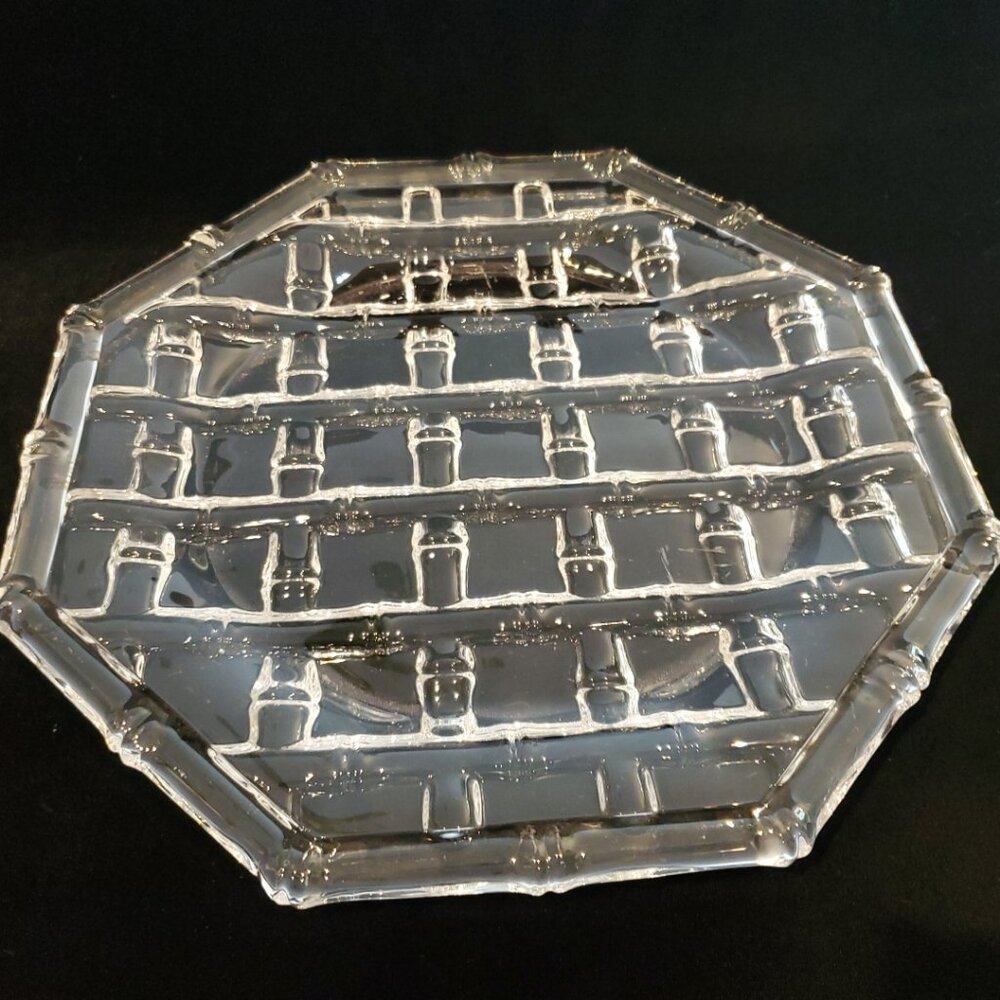 RARE Tiffany & Co Crystal Bamboo Weave Sandwich Plate Octagonal 12"